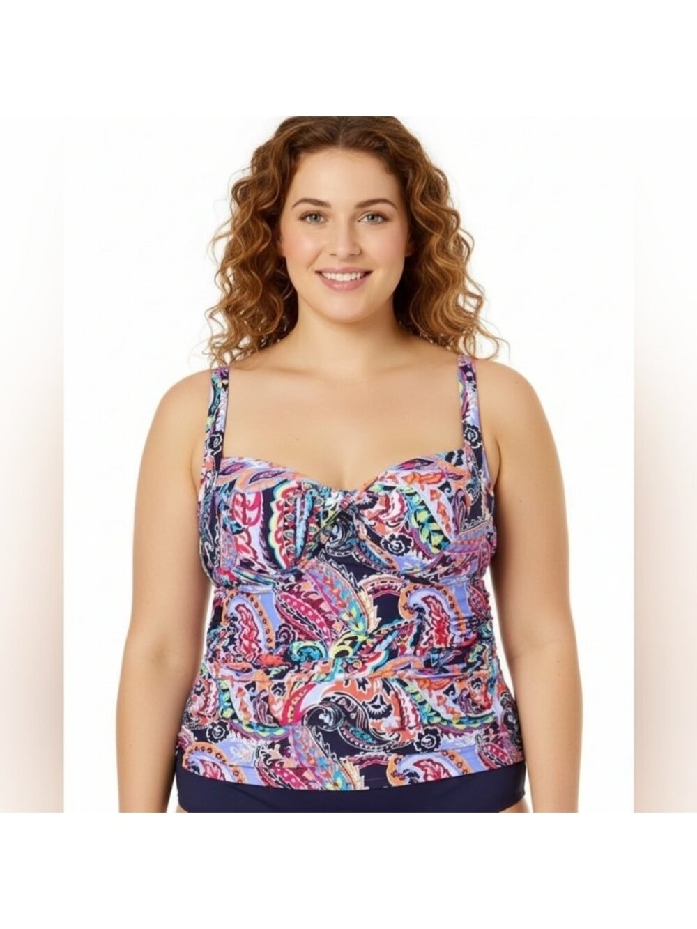 Anne Cole Paisley Parade Underwire Twist Tankini Swimsuit Swim Top New Size 24W